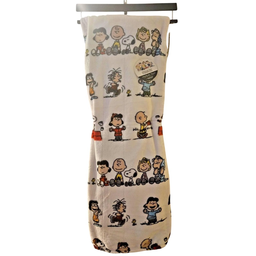 Berkshire‎ Home White/Colorful THE WHOLE PEANUTS GANG Throw Blanket 50 X 70 Pics